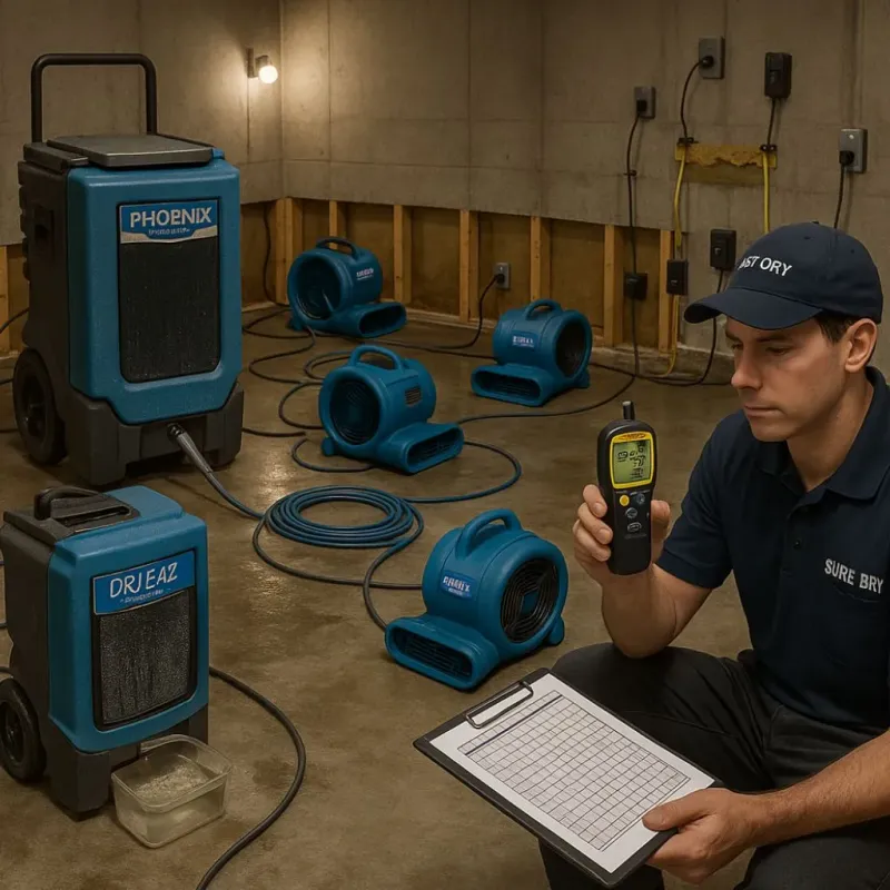 Structural Drying and Dehumidification process in Whiteville, TN